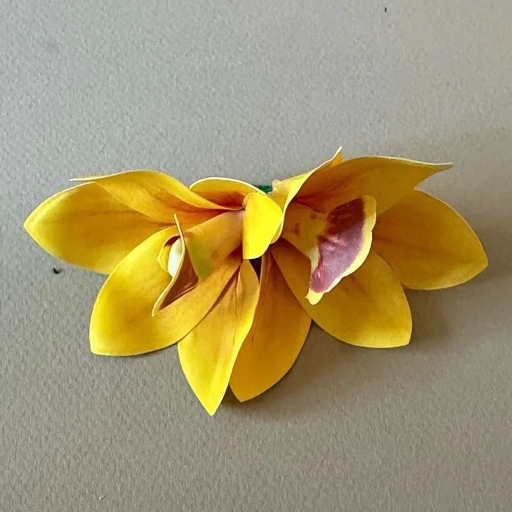 Yellow orchid flower Hair Clip A1609